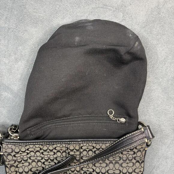 Coach 44718 Soho Mini Signature Swingpack Cross Body Purse Black Gray Jacquard - Picture 9 of 11